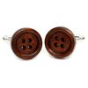 Bluebubble BUTTON UP Hot Chocolate Brown Wooden Cufflinks with Gift Bag