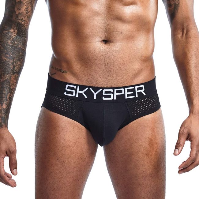 SKYSPER Men's Jockstrap Breathable Mesh Cotton Jock Straps Male Underwear, Athletic Supporters for Men
