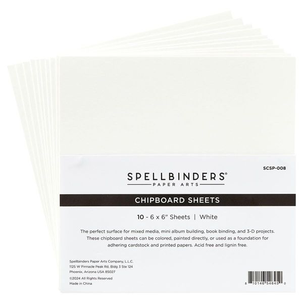 Spellbinders Chipboard Sheets 6"X6"-White
