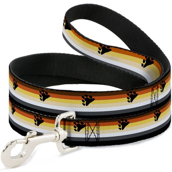 Dog Leash Flag Bear Pride2 Black Brown Orange Yellow Tan White Gray 4 Feet Long 0.5 Inch Wide