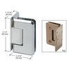Polished Chrome Pinnacle 044 Series Wall Mount Offset Back Plate Hinge