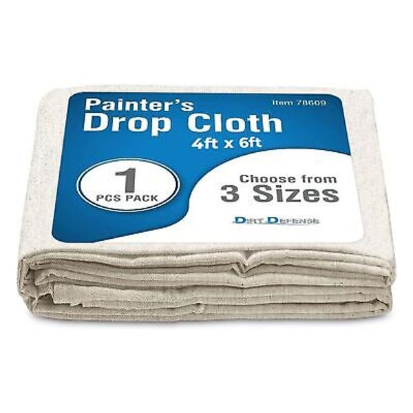 Pack of 1: All Purpose Canvas Drop Cloth Cotton Tarp 4x6 Large Canvas Tarp fo...