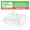 9x9x3 3-Compartment Hinged Clamshell Take Out Food Containers 150pcs