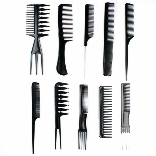 Buy-Simplicity® 10Pcs Professional Hair Dressing Comb Set | Durable and Portable Set | Includes Detangling Comb, Wide and Fine-Tooth Combs, Rat Tail Comb and Various Other