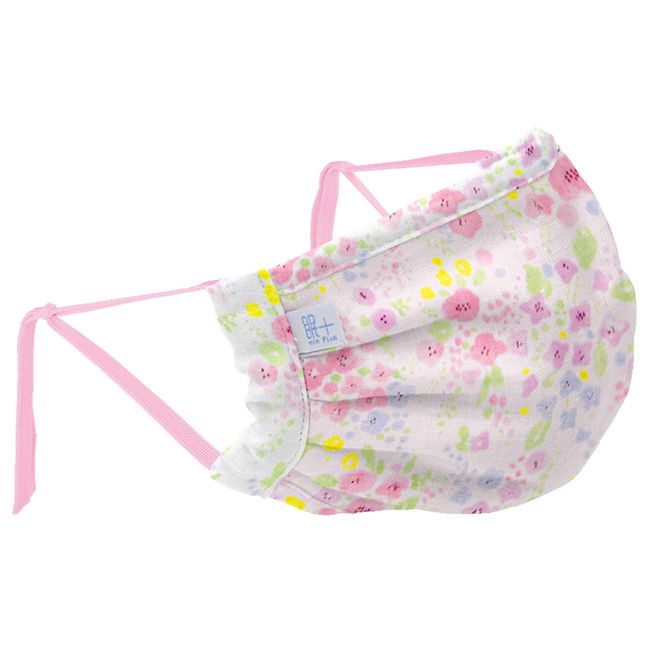 Merry Night Sleep + (Min Plus)® Sleep Mask Double Gauze "Watercolor Flower" Pink Approx. 3.5 x 7.9 inches (9 x 20 cm) Washable Hygiene Clean