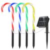 Solar Candy Cane Pathway Lights Outdoor Christmas Decor Stake Lamp 8 Light Modes