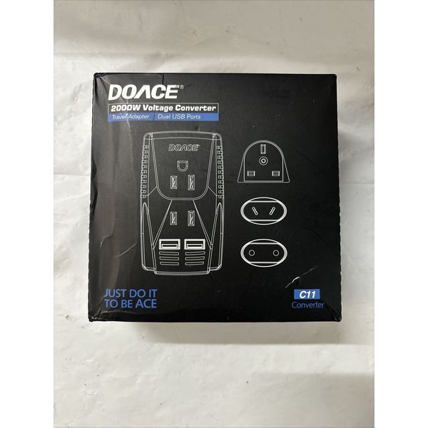 New Doace 2000w Voltage Converter Travel Adapter USB Ports EU/UK/AU/US