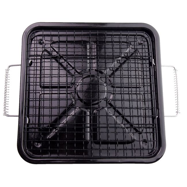 PEARL METAL Yakikobo H-8579 Square Grill Tray, Compatible With Induction Heating (IH), For Grilling Rice Cakes