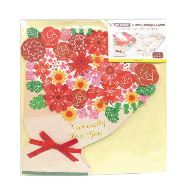 Zet and Kay Die-Cut Colored Paper Flower Bouquet Mini Red 62-182 Message Stickers, 24 Sheets Included, Bifold Writing, Large Groups, Cute