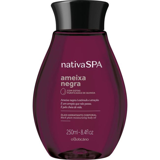 Nativa SPA by O Boticário, Black Plum Body Oil, Enriched with Purified Quinoa Drops to Boost Hydration, 6.8 Ounce