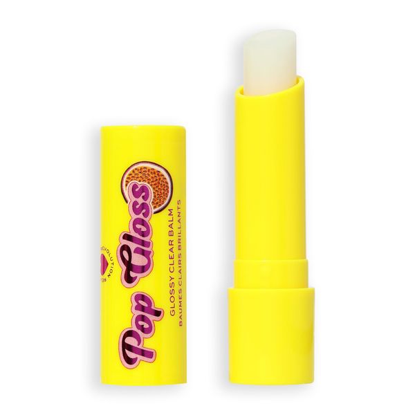 I Heart Revolution Pop Gloss Balm, Hydrating Lip Balm With Glossy Finish & Hint Of Colour, Vegan & Cruelty-Free, Passionfruit Clear