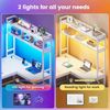 Reversible 45.3" Small Corner Desk with LED Lights, Corner Computer Desk (White)