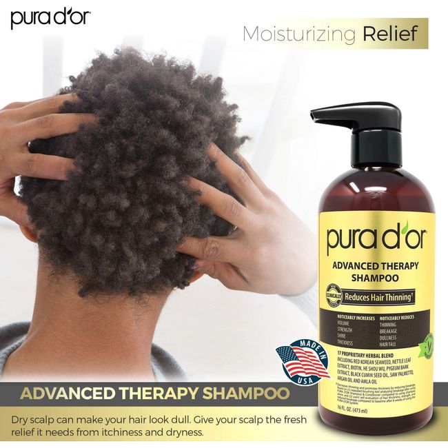 PURA D'OR Dor - Curl Therapy SHAMPOO & CONDITIONER Set - 16 oz
