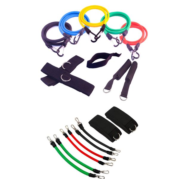 Fitness Health FH Gym In a Bag Total Trainer | Resistance Band Set 24 Piece | Leg Kinetic Bands| Home Workout Equipment | Indoor Multi Gym