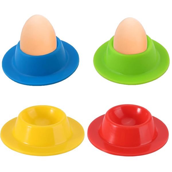 4Pcs Egg Cups Set, Colorful Egg Cup Tray Stackable for Kids, Breakfast, Dining Table – Fun, Practical Design for Easy Serving, Dishwasher Safe