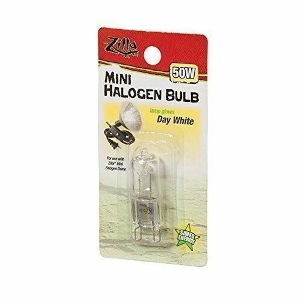 Zilla Reptile Terrarium Heat Lamps Mini Halogen Bulb, Day White, 50W mfg sealed