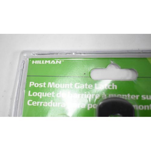 Hillman 852506 Post Mount Gate Latch Black Finish Hardware Mount Gate Latch