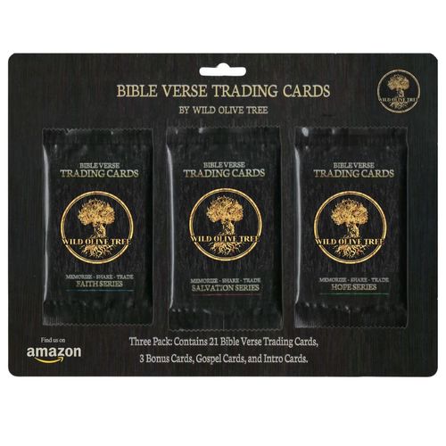 Bible Verse Scripture Cards (KJV) | Trading Card Design in Foil Packs - Faith, Salvation, and Hope | 30 Bible Verse Cards | by WILD OLIVE TREE | Fun Way to Memorize, Share, and Trade (3 Pack)