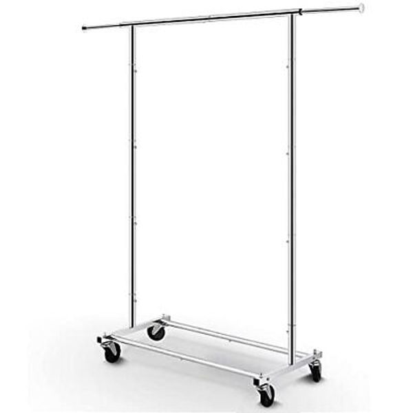 Standard Rod Clothing Garment Rack, Rolling Clothes Organizer on Wheels Chrome