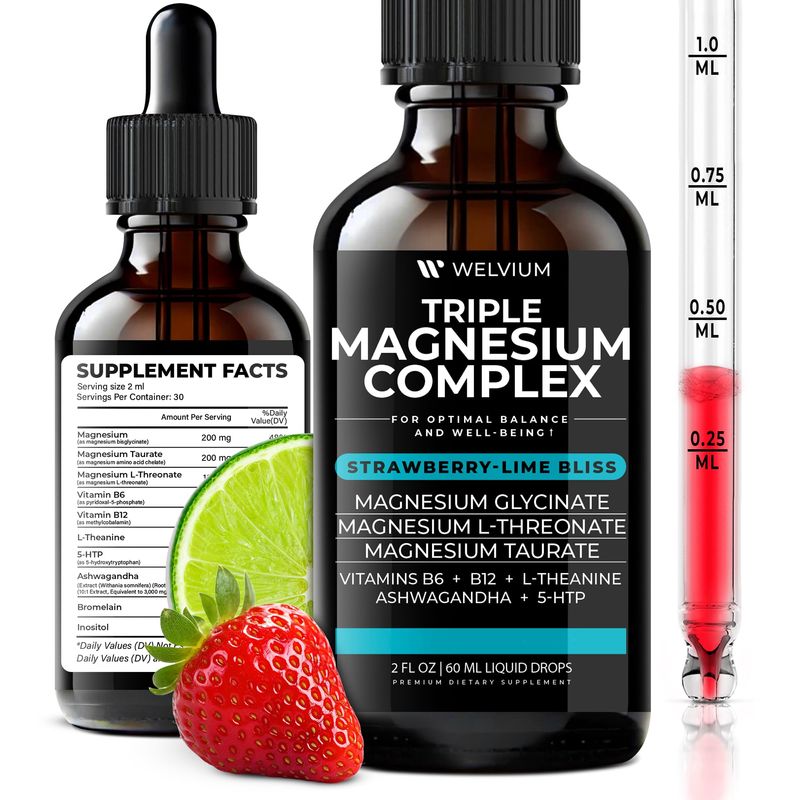 WELVIUM Triple Magnesium Complex Liquid Drops - High Absorption ...