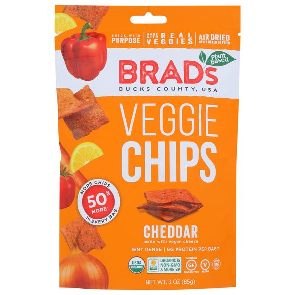 3oz Cheddar Flavor - Famous Brads Raw Chips - Vegan, Gluten Free, Natural, Healthy Snack