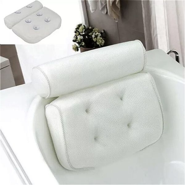 Bath Pillow with Suction Cup Back Support Breathable 3D Mesh for Spa Bathroom Toilet