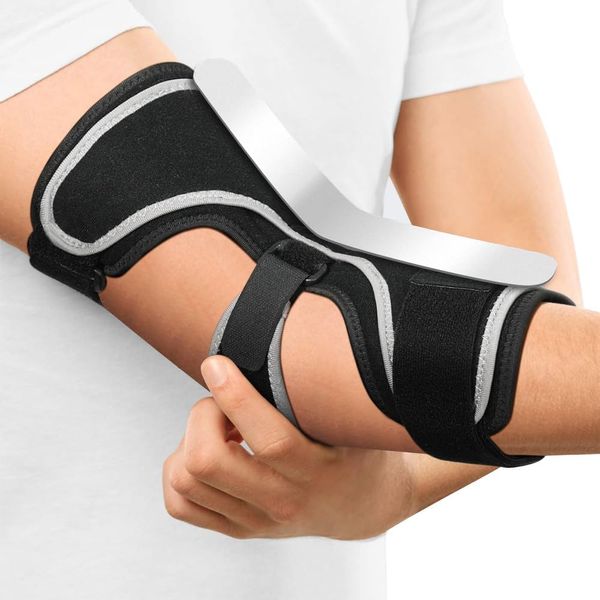 FORTEMOTUS Ellenbogen Bandage, Schiene Kubitaltunnelsyndrom Ellenbogen Orthese Verstellbar Winkel Armbandage für Tennisarm Golfer Sehnenscheidenentzündung für Links und Rechts, Damen, Herren, M