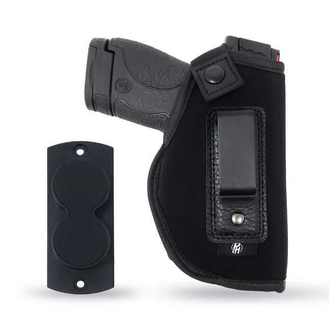 Combo IWB Gun Holster + Magnet - by PH - Concealed Carry - Soft Interior - Fits M&P Shield 9mm.40.45 Auto/Glock 26 27 29 30 33 42 43 / Ruger LC9, LC380 - Taurus Slim, PT111, GX4 - Springfield XD