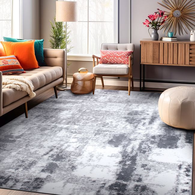 Rugshop Area Rug Contemporary Abstract Distressed Rugs for Living Room 5X7 Rugs