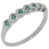 Classic Solid 925 Sterling Silver Natural Emerald Womens Anniversary Ring - Size L 1/2