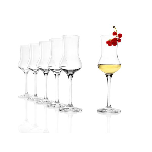 Stölzle Lausitz Grappa Glasses I Grappa Glasses Set of 6 I Shot Glasses with Handle I Liqueur Glasses I 90 ml I Dishwasher Safe I Like Mouth-Blown I Excellent Premium Quality