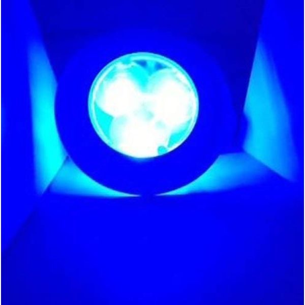 MARINE BOAT BLUE LED STAINLESS STEEL HOUSING ROUND COURTESY LIGHT