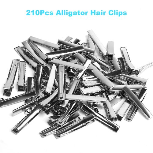 Alligator Hair Clips, 210 PCS Alligator Clips for Hair Bows, Single Prong Gator Silver Metal Hair Clips, Flat Hair Bow Clips Making Bulk DIY Supplies for Crafts Accessory (1.8 Inch & 2.2 Inch) Aisuly