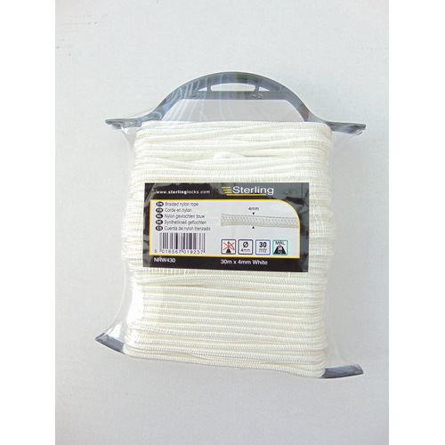 Sterling NRW430 Braided Nylon Rope, White,4mm x 30m