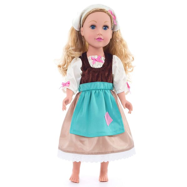 Little Adventures Cinderella Day Dress with Headband Princess Doll Dress - Doll Not Included - Machine Washable Child Pretend Play and Party Doll Clothes with No Glitter Brown