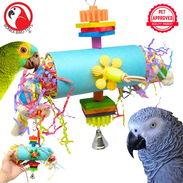 Bonka Bird Toys 2827 Gear Tube Foraging Bagel Chew Medium Parrot Cage Toy Pet