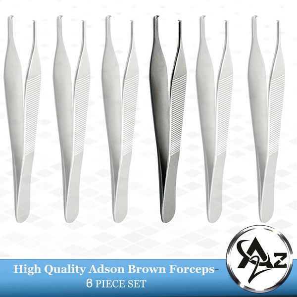 6pc O.R Grade Adson Kocher Tissue Forceps 1X2TETH Surgical Dental Instruments