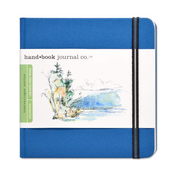 Handbook Journal Co. Artist Canvas Cover Travel Notebook for Drawing and Sketching, Ultramarine Blue, Square 5.5 x 5.5 Inches, 128 GSM Paper, Hardcover w/Pocket