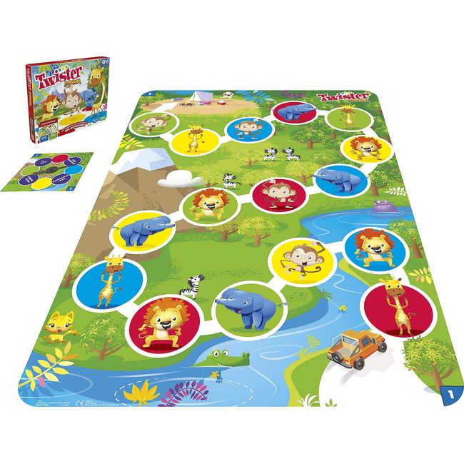 Hasbro Twister Junior Spiel, Tierisches Vergnügen, doppelseitige Matte, 2 Spiele in einem, Partyspiel für Kinder ab 3 Jahren, – 4 Spieler, 27752508