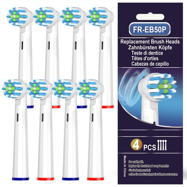 Toothbrush Head Compatible with Oral B Pro 3 Toothbrushes, Fit Cross Action, Sensitive Toothbrush Heads, Pack of 8 Toothbrush Heads Refills, White