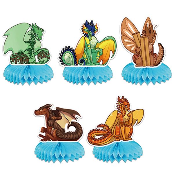 5Pcs wings of fire Party supplies set wings of fire Honeycomb Centerpieces Double Sided Table Topper for wings of fire Birthday Party Decorations