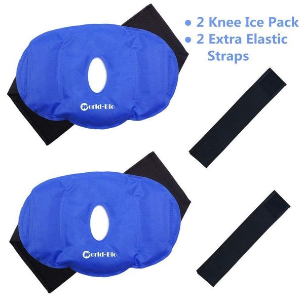 Knee Cold Pack for Injury - 2 Reusable Hot and Cold Ice Packs for Knee Surgery, Joint Pain, Arthritis and Chronic Pain, Relief Swelling, Bruises 9.8" x 6.5" - Adjustable & Flexible for Knees, Elbows