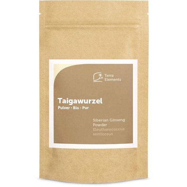 Terra Elements Bio Taigawurzel Pulver 100 g I Sibirischer Ginseng I Eleuthero I 100% rein I Vegan I Rohkost