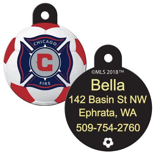 GoTags Personalized MLS Soccer, Chicago Fire Sports Team Dog Tags, Custom Engraved Pet ID Tag, Round Shape
