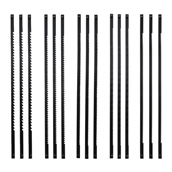 ZXShow 15 PCS Black Scroll Saw Blades for Woodworking 10/14/18/21/24 Teeth Pinned Fretsaw Blades Spiral Pinned Scroll Saw Blades Small Scroll Saw Blade with Cross Pin for Sawing Plastic Soft Metals