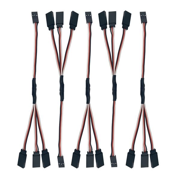 Nuofany 5pcs JR Y Connector Servo Extension Cable 3 Pin JR Plug Splitters 1 Male to 3 Female Servo Y Extension Connector for RC Models Cars Plane Helicopter Drone (1 Male to 3 Female)