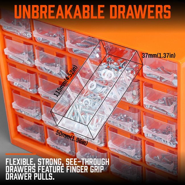 25 Multi-grid Drawer Parts Storage Box Tool Chest Screws Drawer