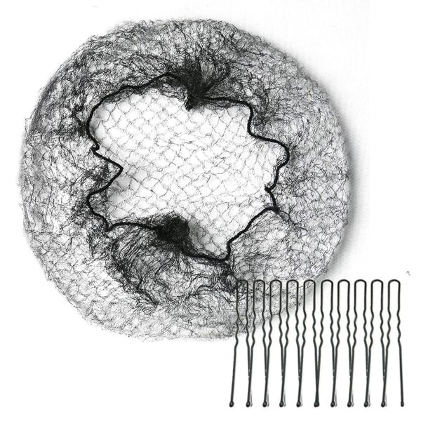 [SUCFORTS] Hair Bundling Net, 60 Pieces, Hair Pins, Set of 10, Asiana Net, Japanese Instruction Manual Included, Easy to Make Bun Make, Bulk Hair Net, Medium (Long Hair/Semi-Long), Black)