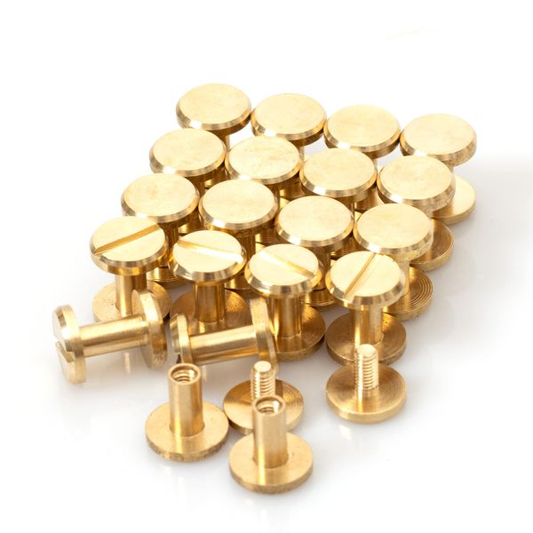 20pcs Chicago Screws 10x4x8mm Brass Screw Concho Bag Belt Bottom Rivet Studs Parts Rivet Studs Screw Type Leather Craft DIY Handmade Parts