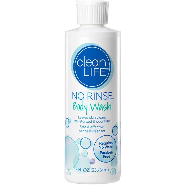 No-Rinse Body Wash, 8 fl oz - Leaves Skin Clean, Moisturized and Odor-Free, Rinse-Free Formula